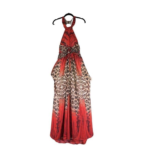 Ever Pretty Multicolor Animal Print Backless Halter top Dress Women's 10 - Picture 1 of 11